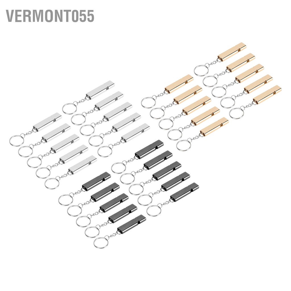 Vermont055 10 Chiếc Hợp Kim Nhôm Khẩn Cấp Còi Sinh Tồn Đôi Ống Tần Số Cao Có Móc Khóa