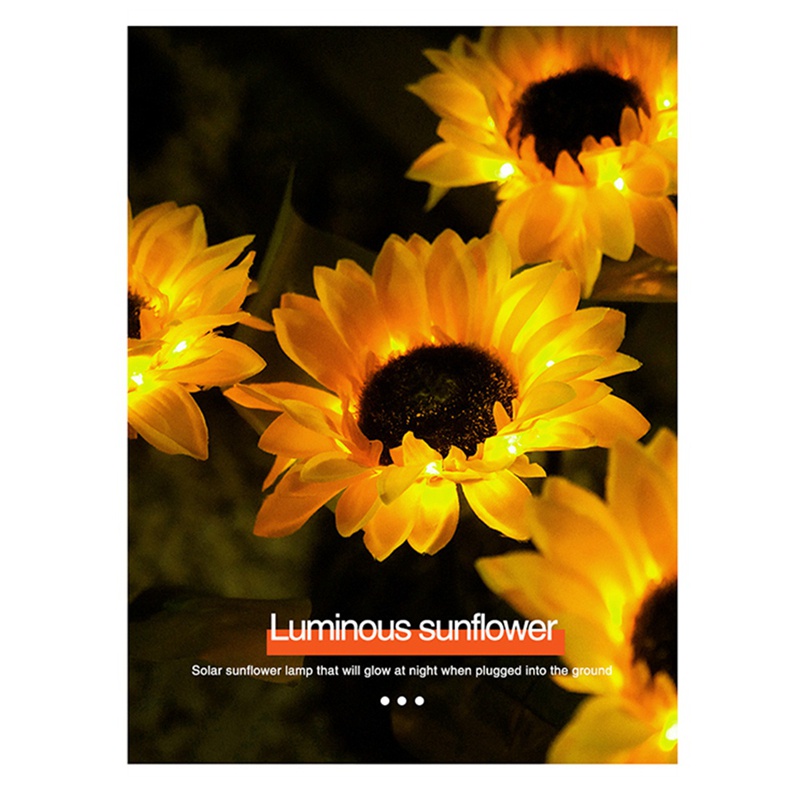 Đèn LED 3 Đầu Hình Hoa Hướng Dương Chống Nước Trang Trí Lối Đi Sân Vườn