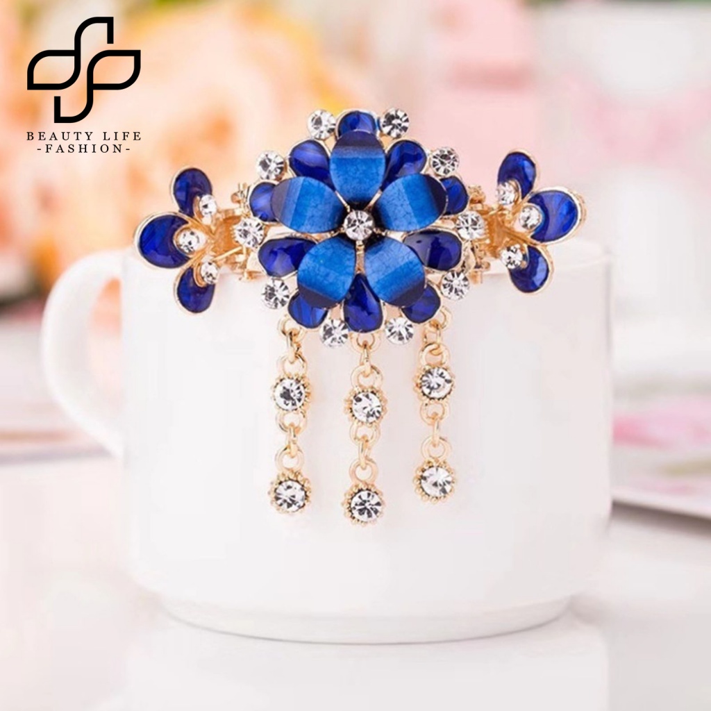Kẹp Tóc Hình Hoa Đính Đá Lấp Lánh Phong Cách Vintage