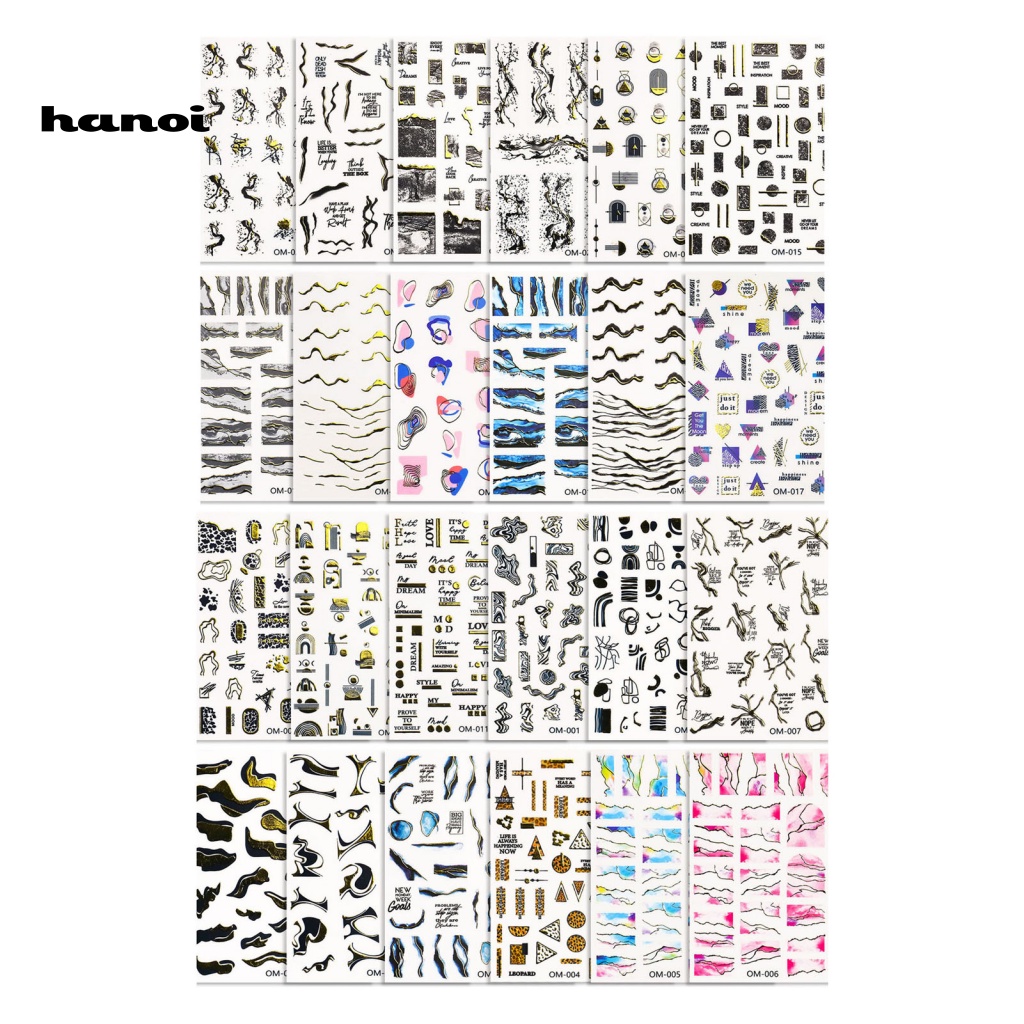 Set 12 Tờ Nhãn Dán 3D Tự Trang Trí Móng Nghệ Thuật Cho Điện Thoại
