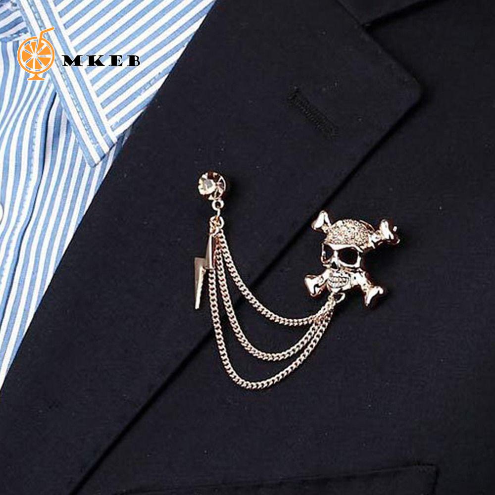 Ghim Cài Áo Hình Đầu Lâu Phối Tua Rua Phong Cách Vintage Tinh Tế Cho Nam|Phụ Kiện Quần Áo Bằng Hợp Kim Chất Lượng