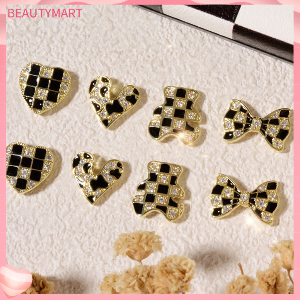 Phụ Kiện Trang Trí Móng Tay Nghệ Thuật Hình Gấu Nơ Trái Tim Dễ Thương Bắt Mắt