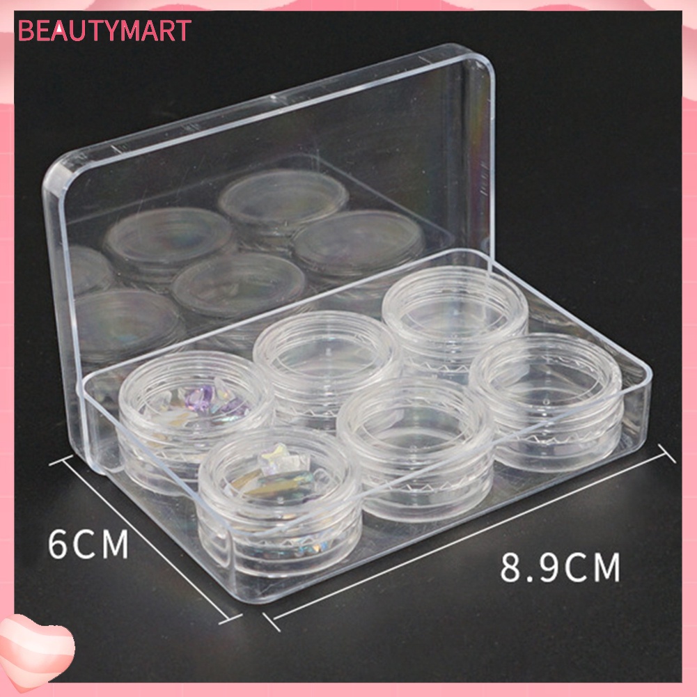 Hộp Mini 6 Ngăn Đựng Hạt / Trang Sức / Móng Tay Tiện Dụng