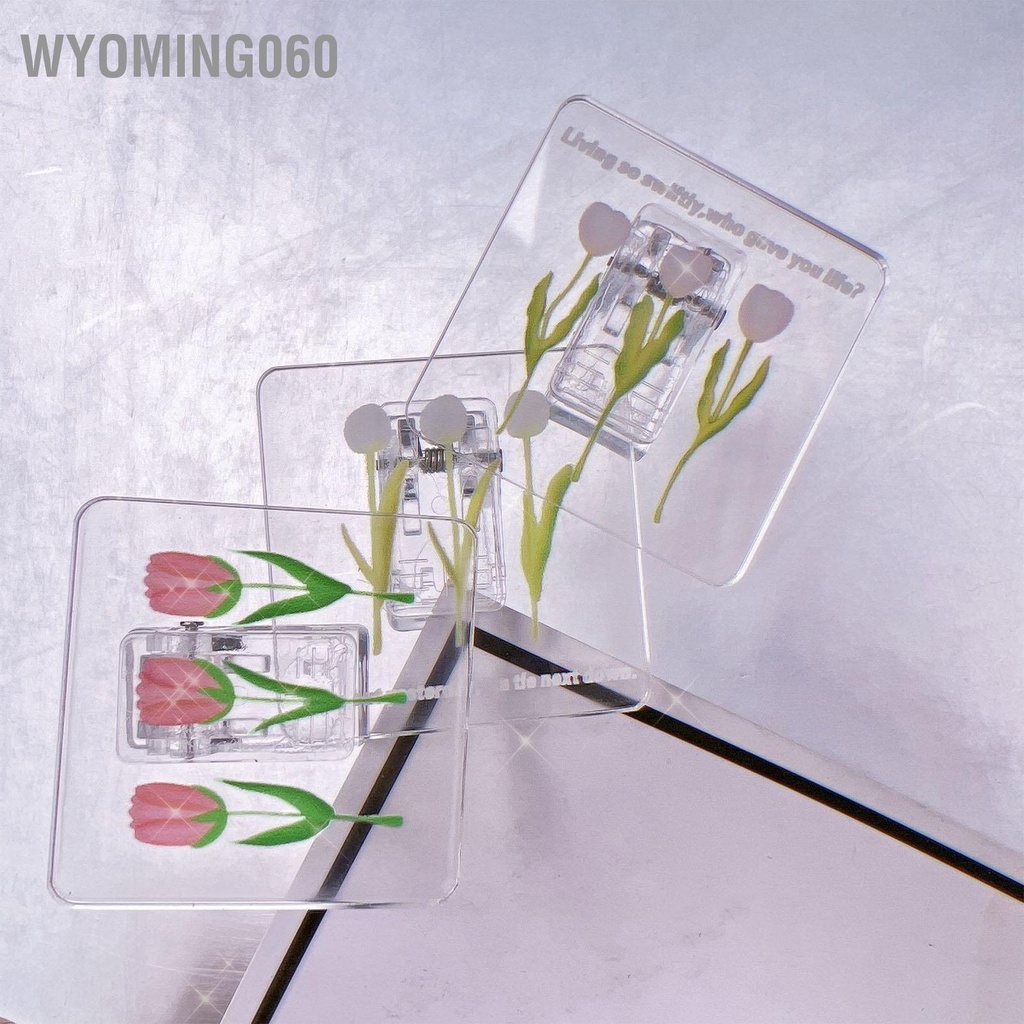 Wyoming060 Kẹp ảnh hai mặt Acrylic Mô hình hoa tulip giấy trong suốt đa chức năng cho tổ
