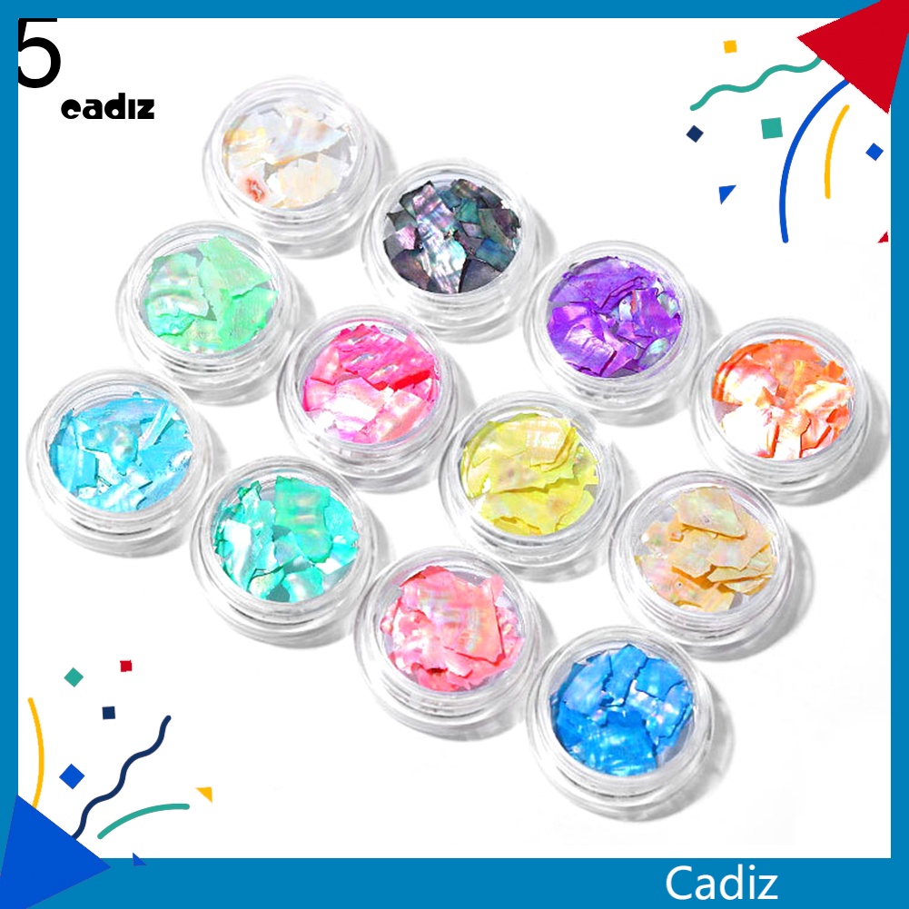 Set 12 Phụ Kiện Trang Trí Móng Tay Hình Vỏ Sò Đính Kim Sa Lấp Lánh