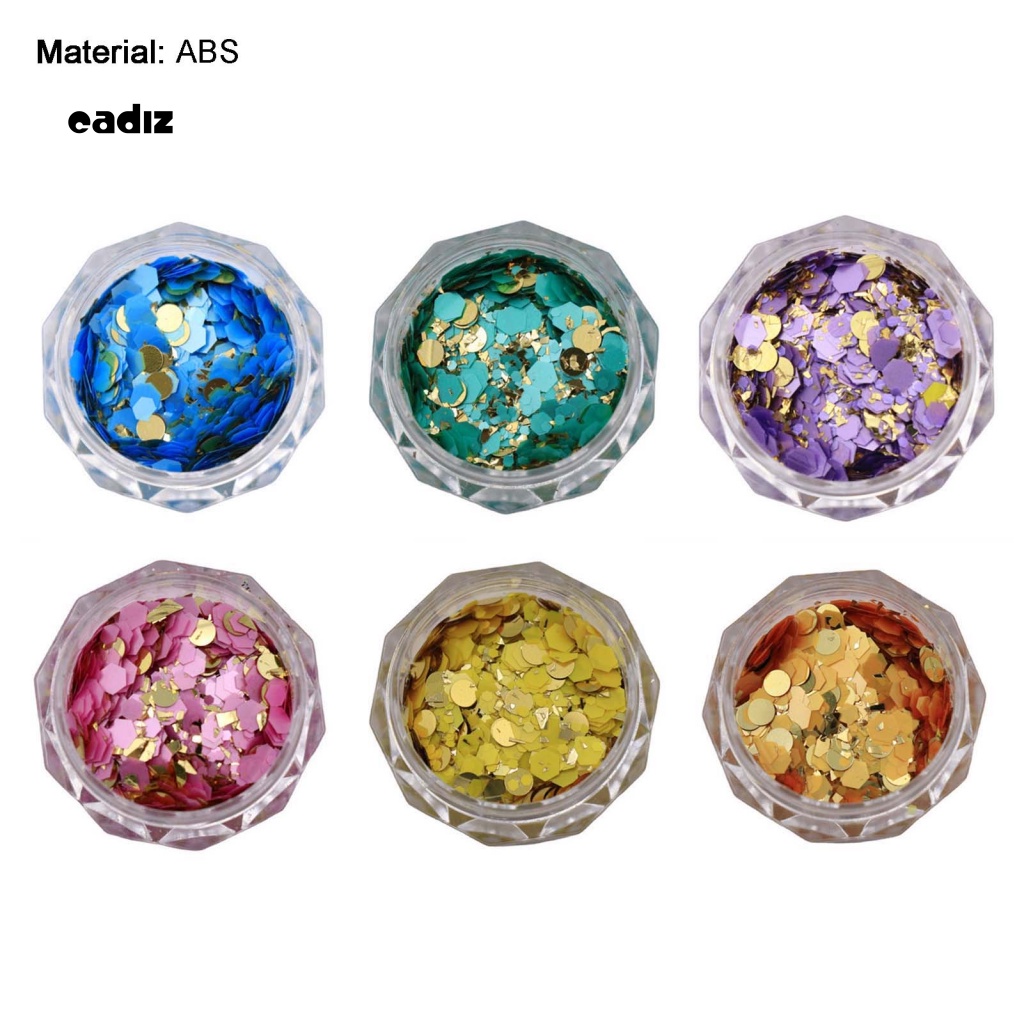 Set 6 Hộp Bột Kim Tuyến Mạ Vàng Lấp Lánh Trang Trí Móng Tay Cho Nữ