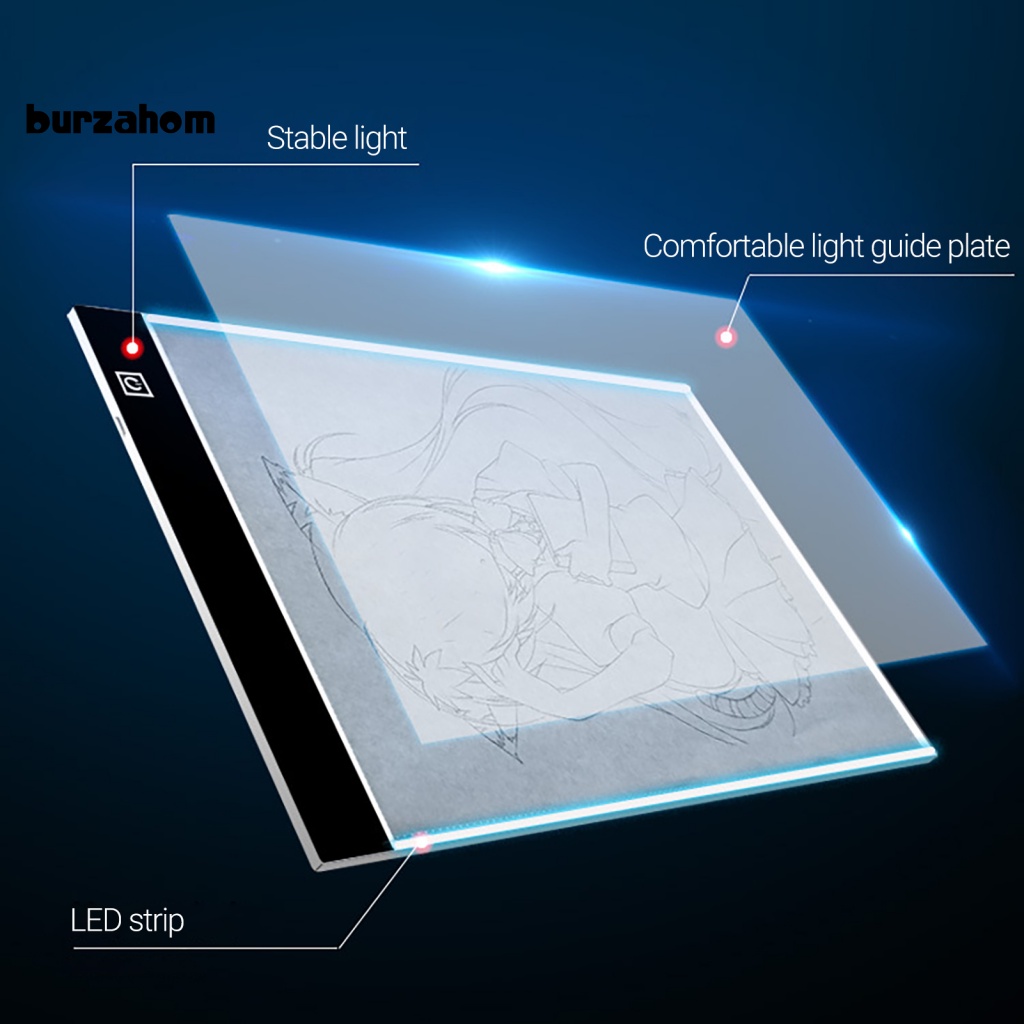 Bảng Khuôn Vẽ Đèn LED Khổ A4 Siêu Mỏng Kiểm Soát Cảm Ứng Kèm Sạc USB Chuyên Dụng Chất Lượng Cao