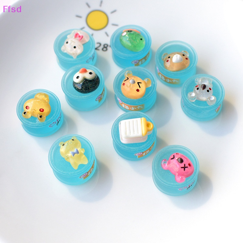 {Ffsd} Set 10 Phụ Kiện Trang Sức Resin Dạ Quang Trong Suốt Hoạt Hình Diy Cho Điện Thoại Di Động * Bán Chạy
