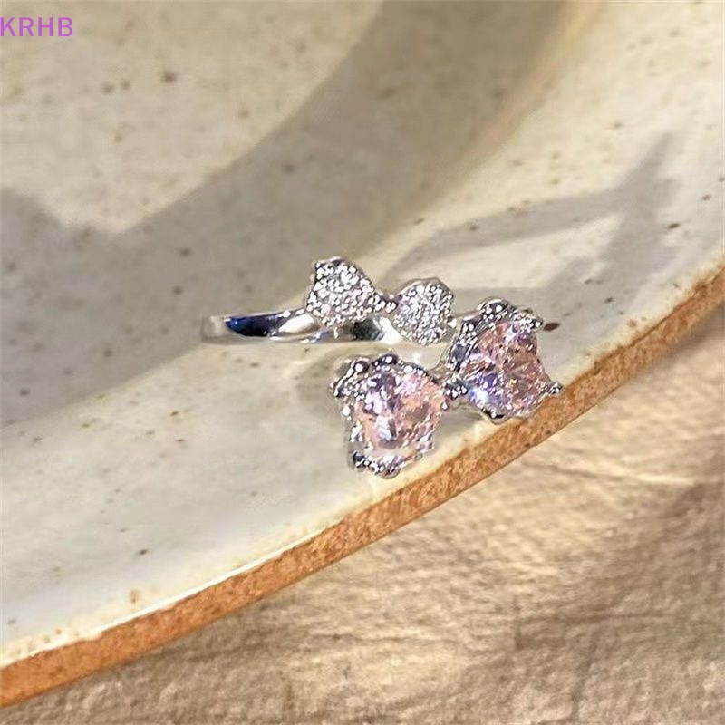 Nhẫn Hở Hình Nơ Màu Hồng Phong Cách Hàn Quốc Dễ Thương Dành Cho Nữ Mới