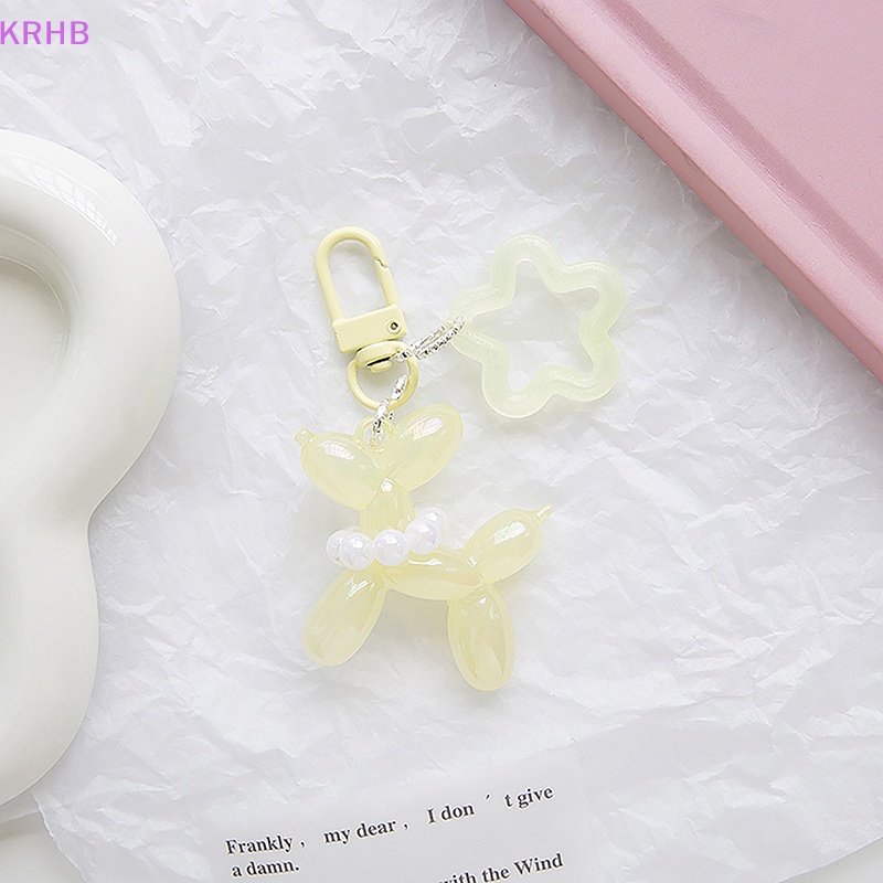 Móc Khóa Hình Cún Và Ngôi Sao Màu Kẹo Ngọc Trai Bằng Acrylic Dễ Thương Mới