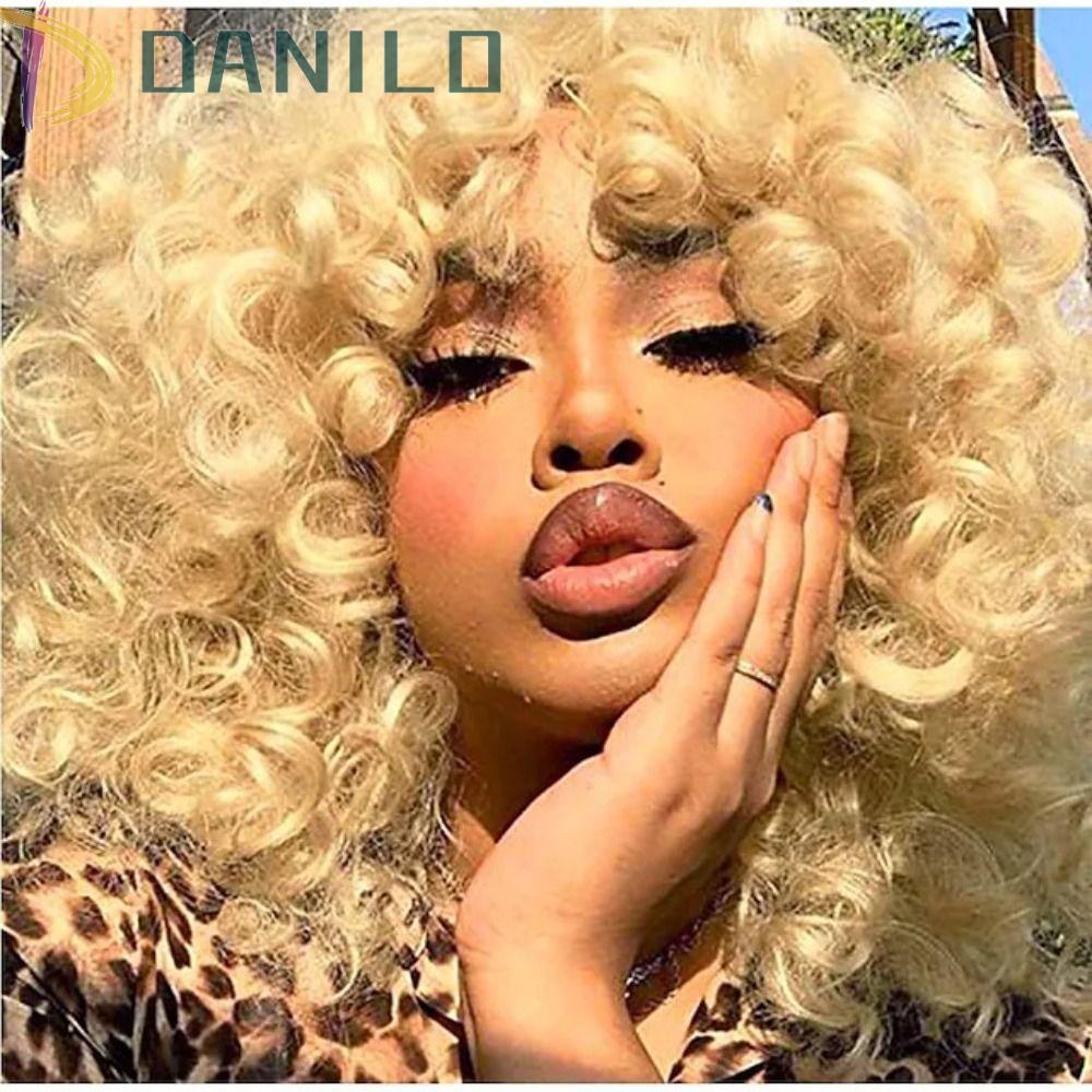 Tóc Giả Xoăn Lọn To Từ Sợi Tổng Hợp Chịu Nhiệt Cao Màu Nâu Đỏ Dành Cho Nữ DANILO Afro