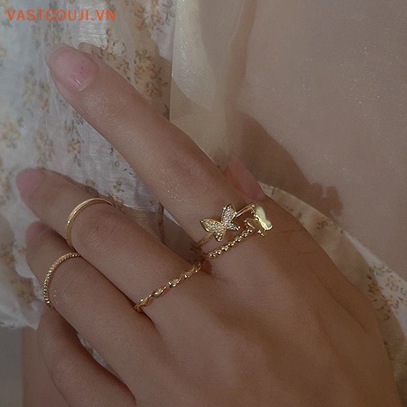 Set 4 Nhẫn Đeo Khớp Ngón Tay Phong Cách Bohemian Thời Trang Cho Nữ