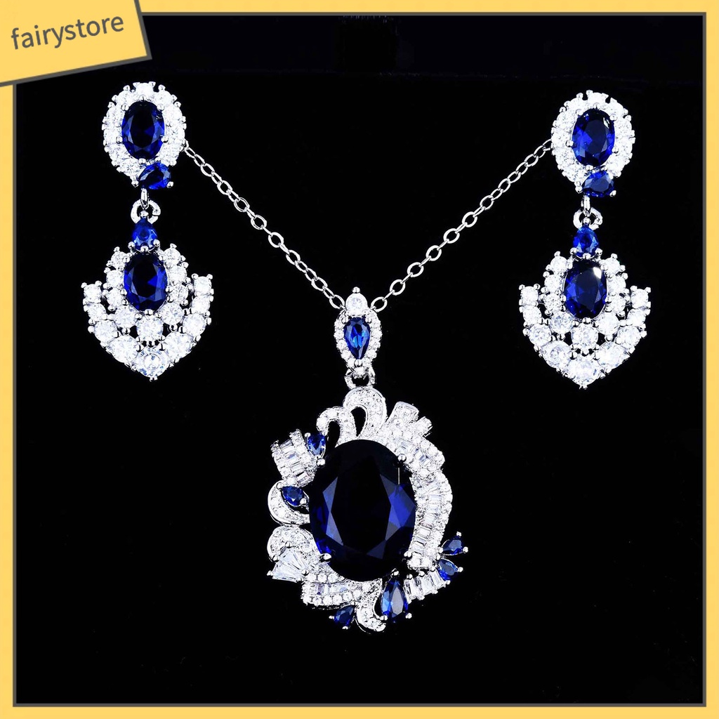 [FRO] Bông Tai Đính Đá Tanzanite Nhân Tạo Hình Học Sáng Tinh Tế Cho Tiệc Tùng