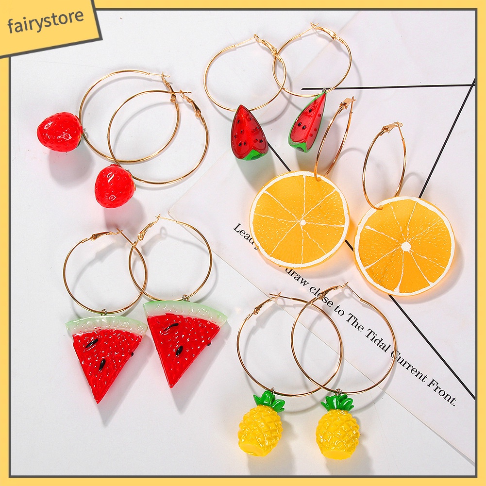 Khuyên Tai Tròn Hình Trái Cây Dễ Thương Cho Nữ