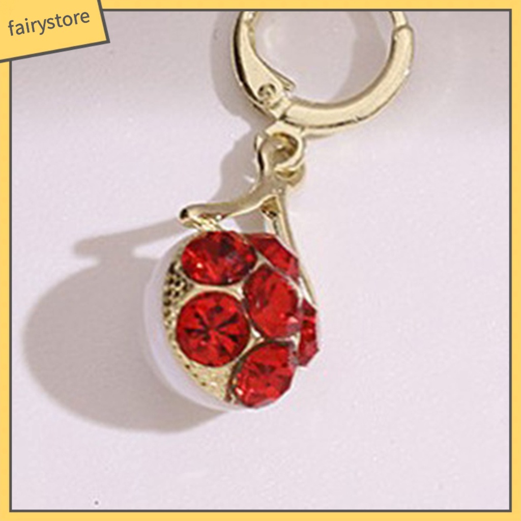 Bông Tai Đính Đá Hình Giọt Nước Màu Đỏ Phong Cách Hàn Quốc Dành Cho Nữ