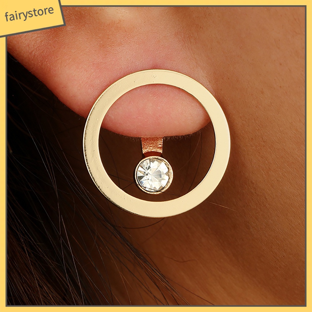 Bông Tai Tròn Hai Mặt Đính Đá Thời Trang Dành Cho Nữ