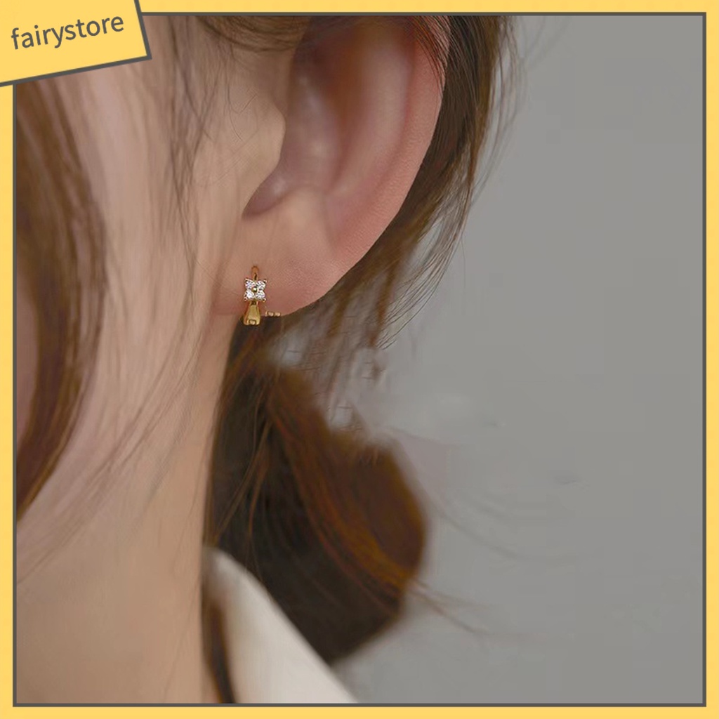 Bông Tai Đinh Tán Mini Đính Đá Thanh Lịch Cho Nữ