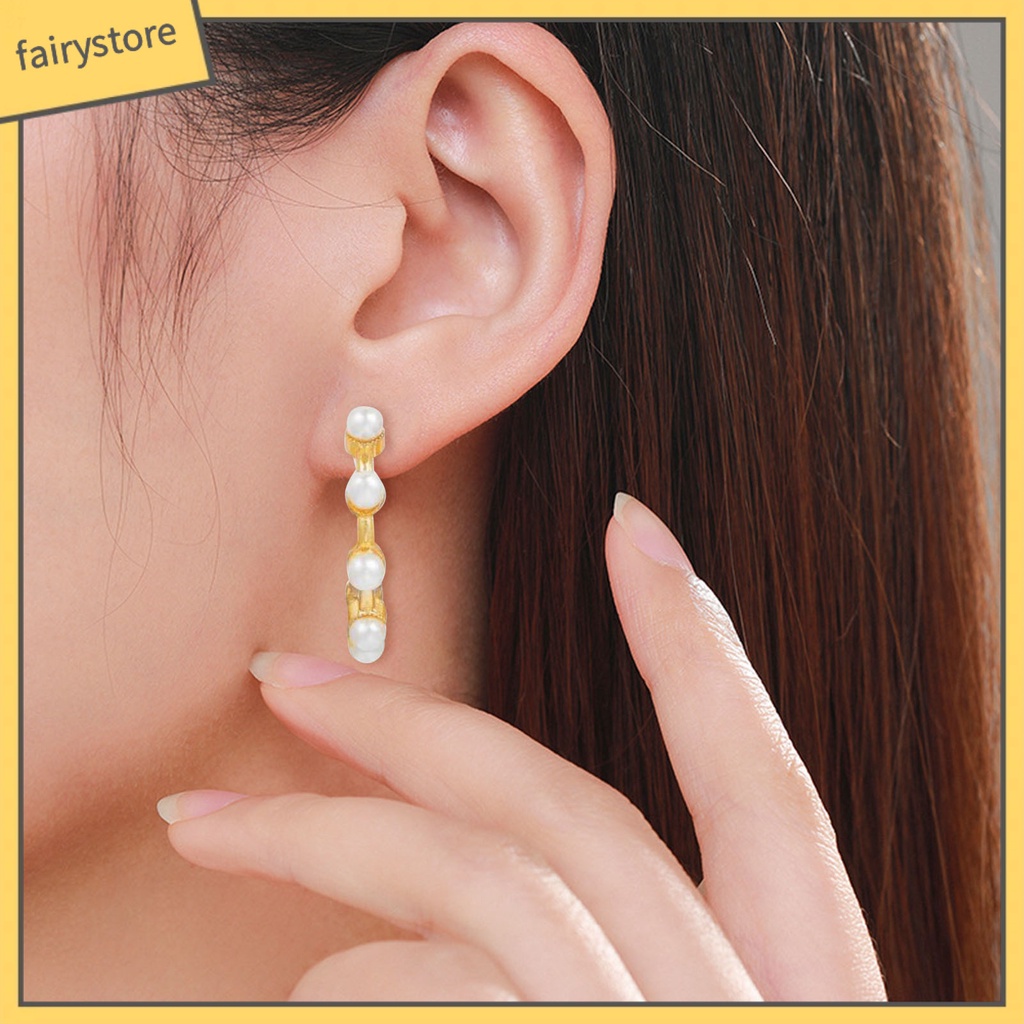 Set 6 Đôi Bông Tai Khoen Tròn Đính Ngọc Trai Giả Sang Trọng Cho Nữ