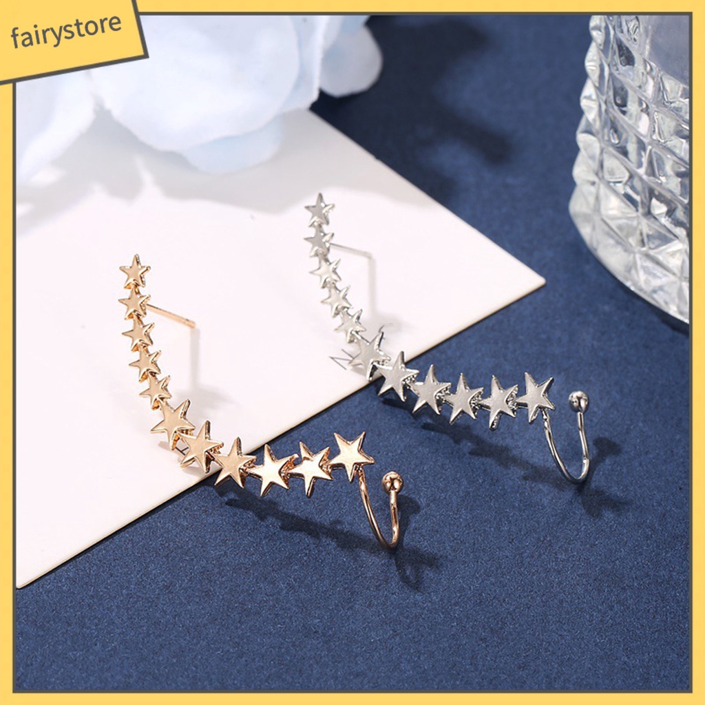 1 Chiếc Bông Tai Kẹp Hình Ngôi Sao Năm Cánh Trọng Lượng Nhẹ Chống Dị Ứng Dễ Phối Đồ Dành Cho Nữ