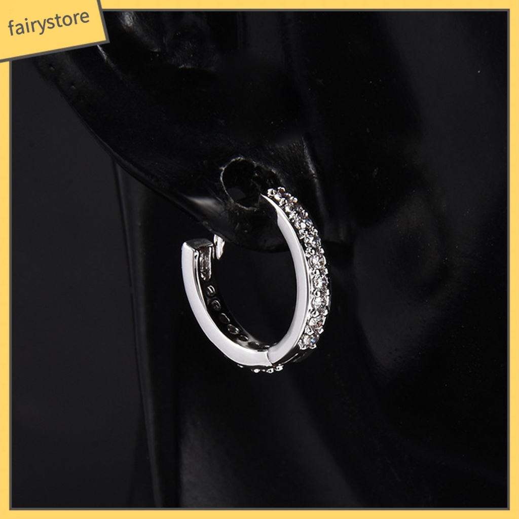 Khuyên Tai Tròn Đính Đá Mini Đơn Giản Dành Cho Nữ