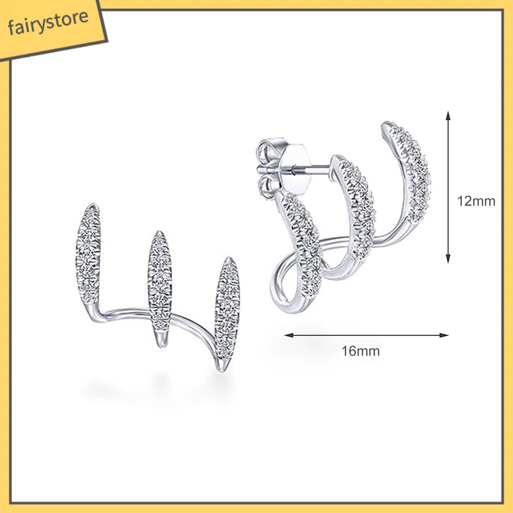 1 Đôi Bông Tai Ba Lớp Đính Đá Thời Trang