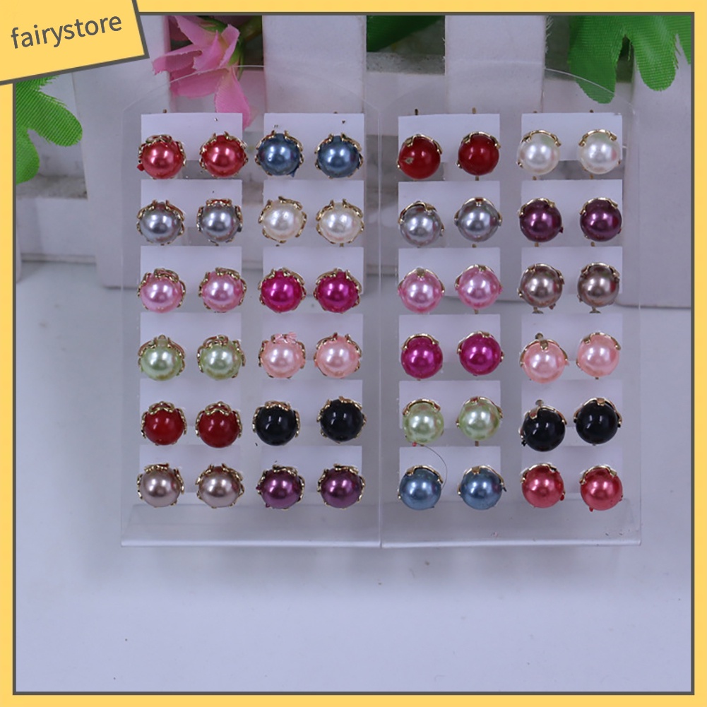 12 Đôi Bông Tai Ngọc Trai Giả Thanh Lịch Cho Nữ