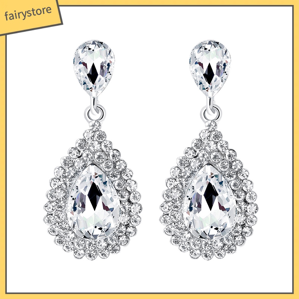 Bông Tai Hình Giọt Nước Đính Đá Sang Trọng Dành Cho Nữ