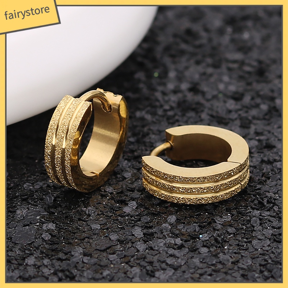 Khuyên Tai Tròn Phẳng Bằng Thép Không Gỉ Thời Trang Unisex