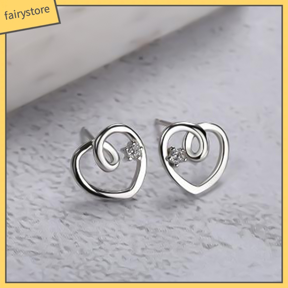 Bông Tai Hình Trái Tim Đính Đá Thời Trang Dành Cho Nữ