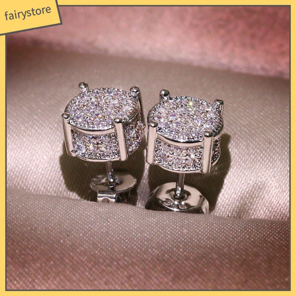 Khuyên Tai Tròn Đính Đá Zircon Thời Trang Cho Nữ