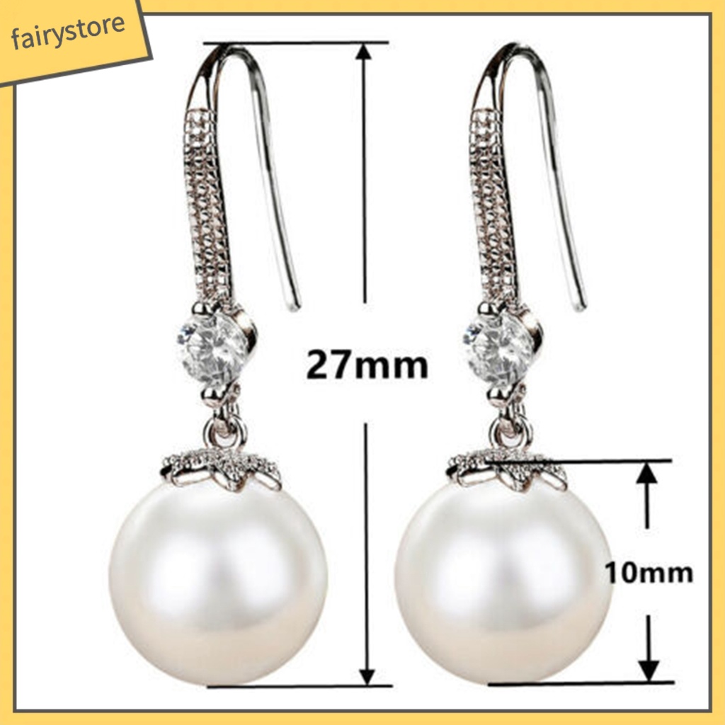 1 Đôi Bông Tai Móc Đính Ngọc Trai Giả Lấp Lánh Thời Trang Dự Tiệc Cho Nữ