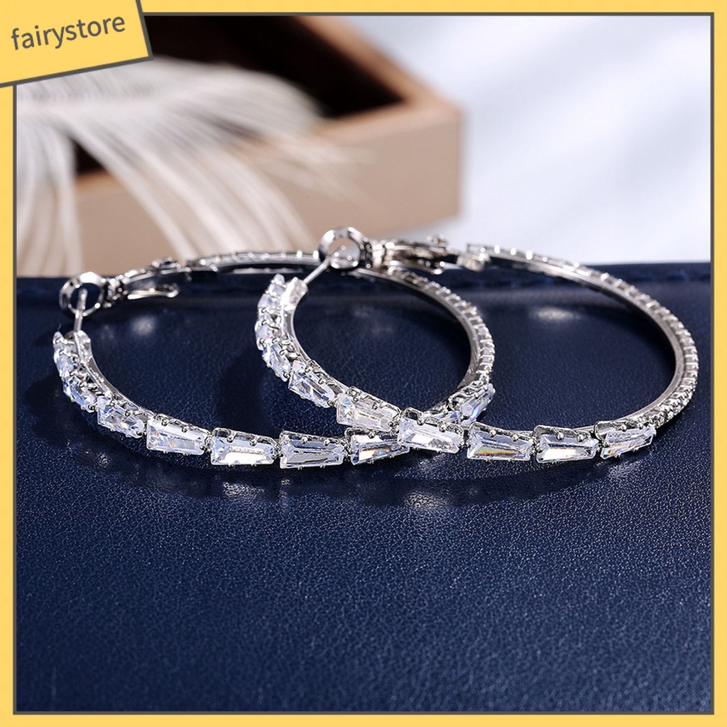 1 Đôi Bông Tai Tròn Đính Đá Lấp Lánh