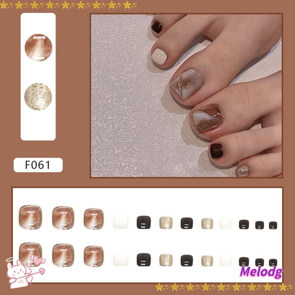 Bộ 24 Móng Chân Giả Ngắn Phong Cách Pháp Thời Trang