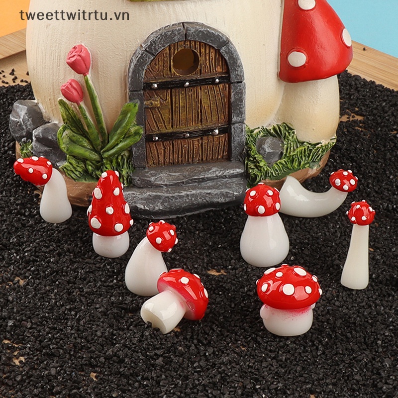Set 2 Mô Hình Nấm Mini Phát Sáng Dùng Để Trang Trí