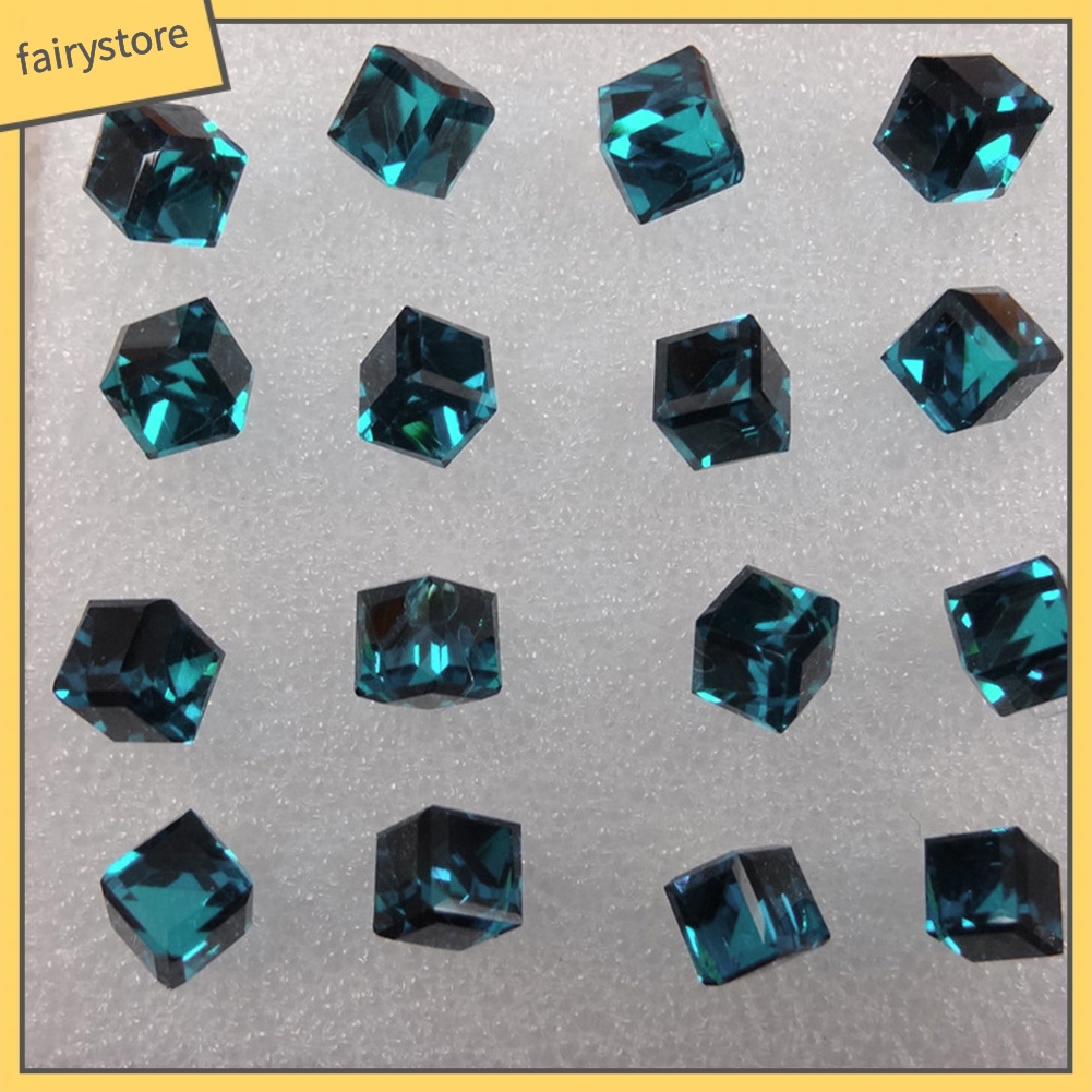 Set 8 Đôi Khuyên Tai Khối Lập Phương Thủy Tinh Lấp Lánh Chống Dị Ứng Thời Trang Cho Nữ