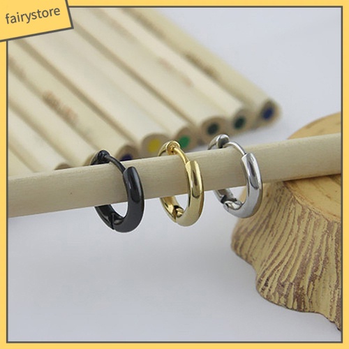 1 Khuyên Tai Tròn Bằng Thép Titan 16 / 21 / 23mm Phong Cách Gothic Punk Đơn Giản