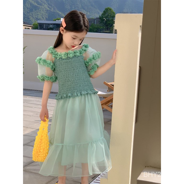 New Korean children's clothing 2023 Summer new baby girl fairy skirt fashion girl mesh skirt fashion