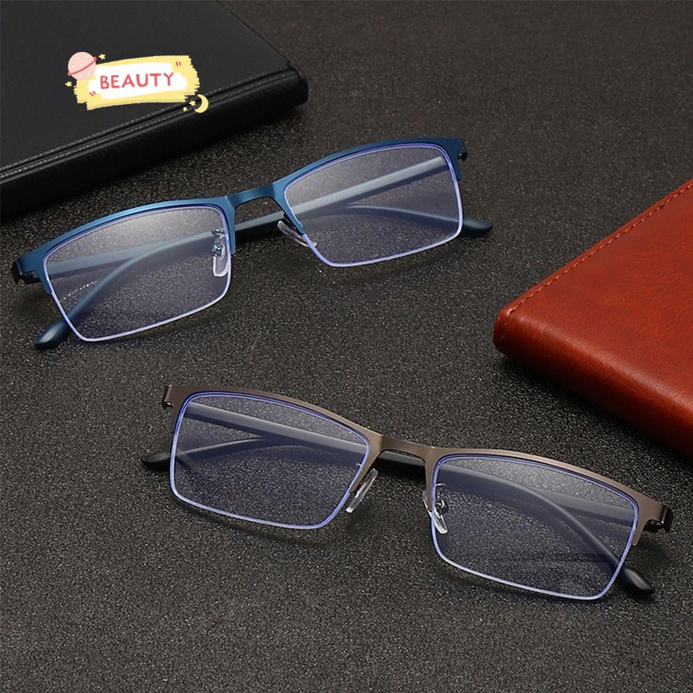 Kính Đọc Sách Nửa Gọng Chống Ánh Sáng Xanh Phong Cách Vintage Cho Nam