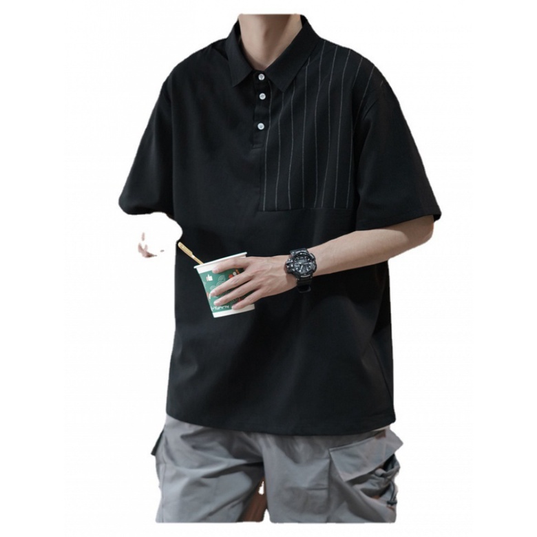 Áo Thun Polo Tay Ngắn Bằng Lụa Lạnh Họa Tiết Sọc Thời Trang Mùa Hè Hàng Mới Dành Cho Bạn Nam