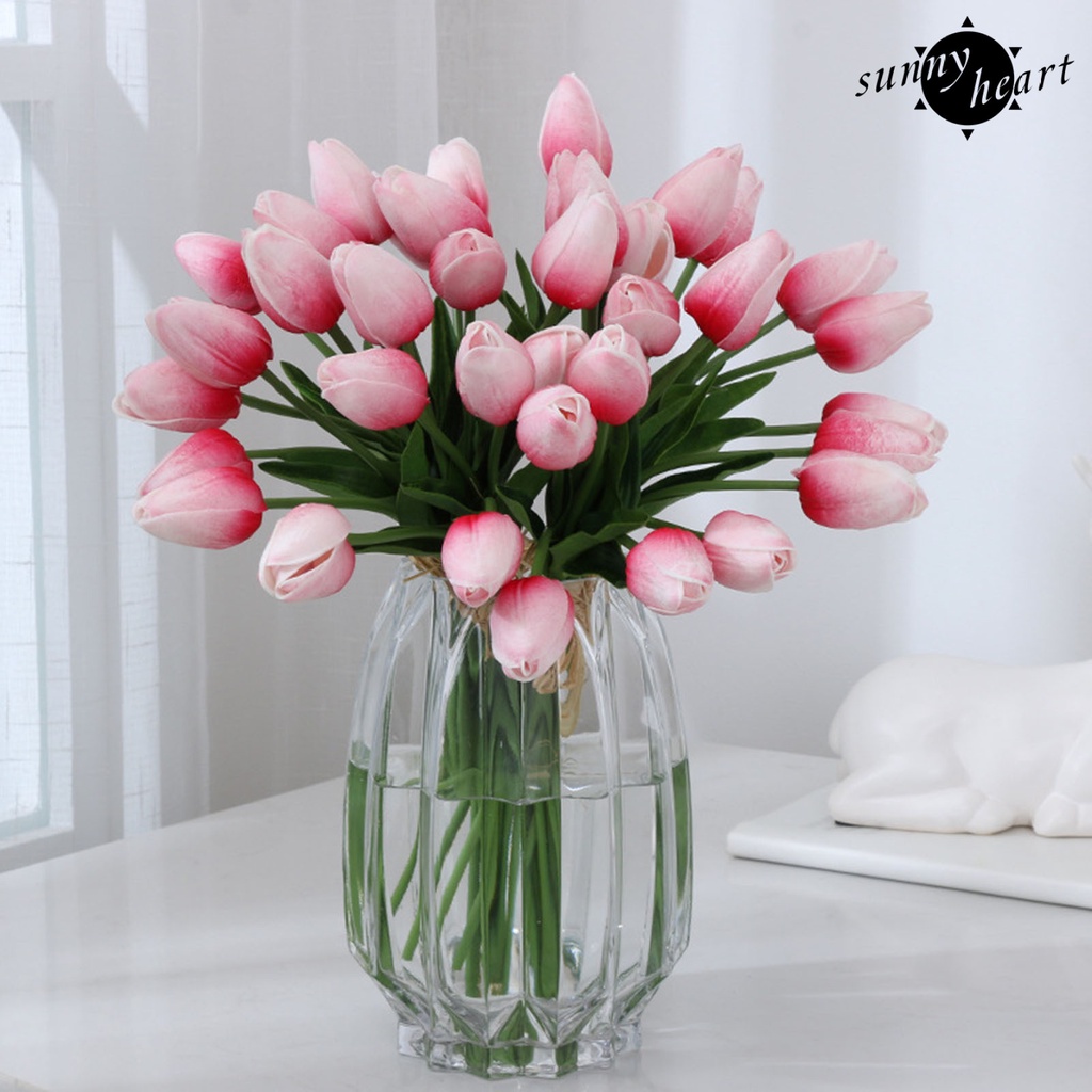 Bộ 5 Bông Hoa Tulip Nhân Tạo Thân Dài Bằng Da Nhân Tạo Mềm Mại Dễ Chăm Sóc Cho Trang Trí Tiệc Cưới
