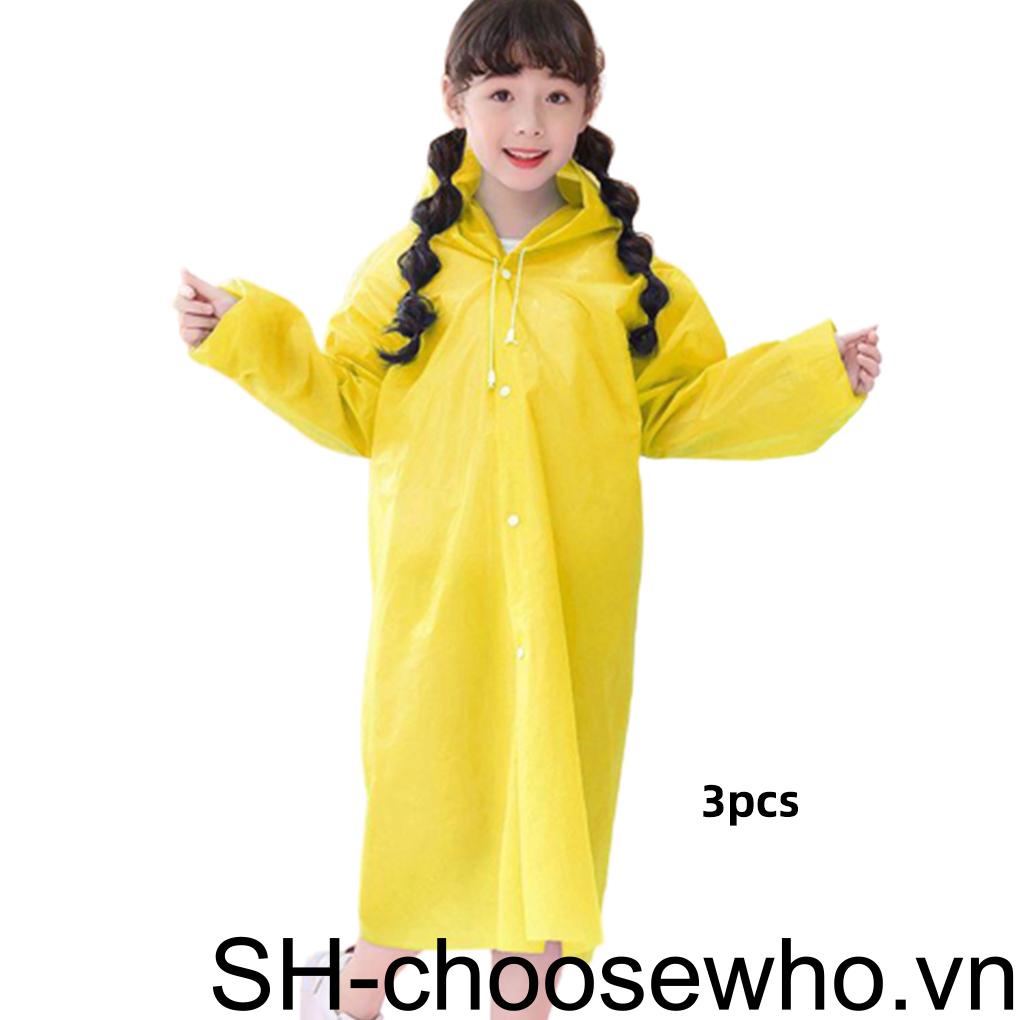 Set 3 Áo Mưa Bằng EVA Có Mũ Trùm Đa Năng Dành Cho Trẻ Em