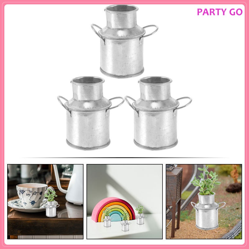 Set 3 Bình Sữa Bình Thiếc Mini Trang Trí Nhà Búp Bê / Tiểu Cảnh