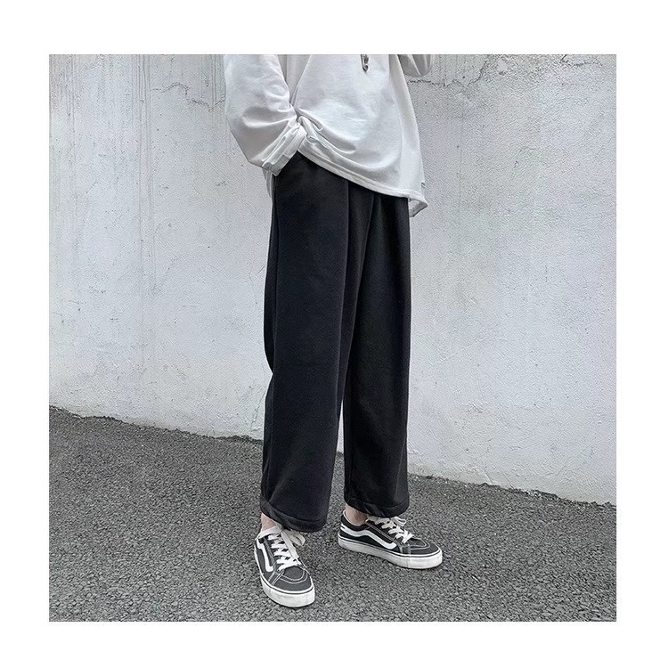 Quần Thể Thao Dây Rút Dáng Rộng Màu Sắc Đơn Giản Thời Trang Xu Hướng Hong Kong Cho Nam
