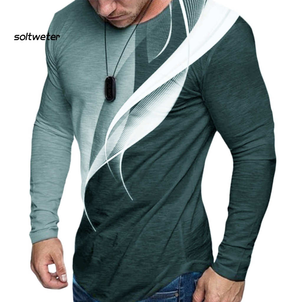 Áo Thun Cổ Tròn Dáng Ôm In Họa Tiết Trừu Tượng Thời Trang Mùa Xuân Cho Nam