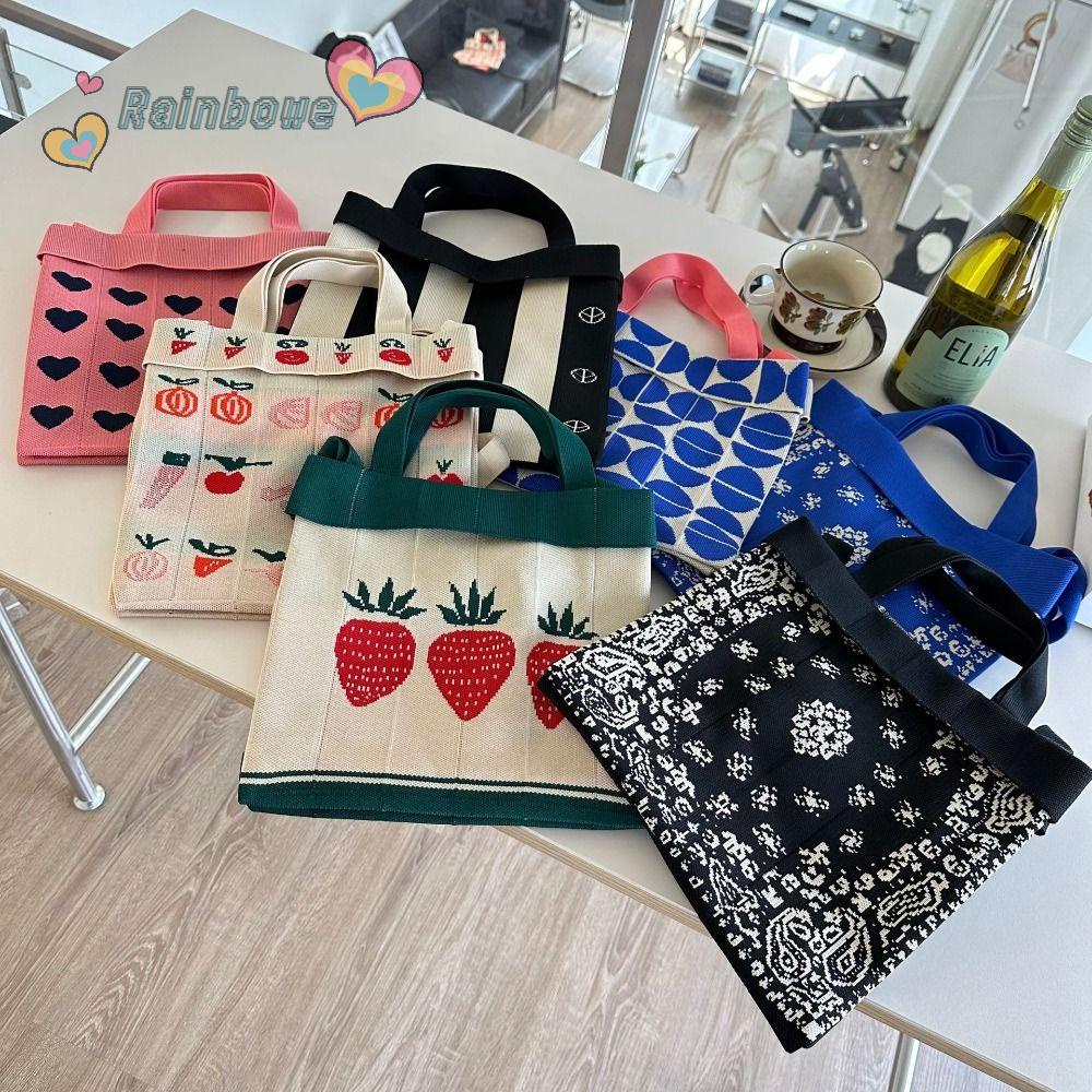 Túi Đeo Chéo Đựng Điện Thoại Đan Len Màu Cầu Vồng Xinh Xắn