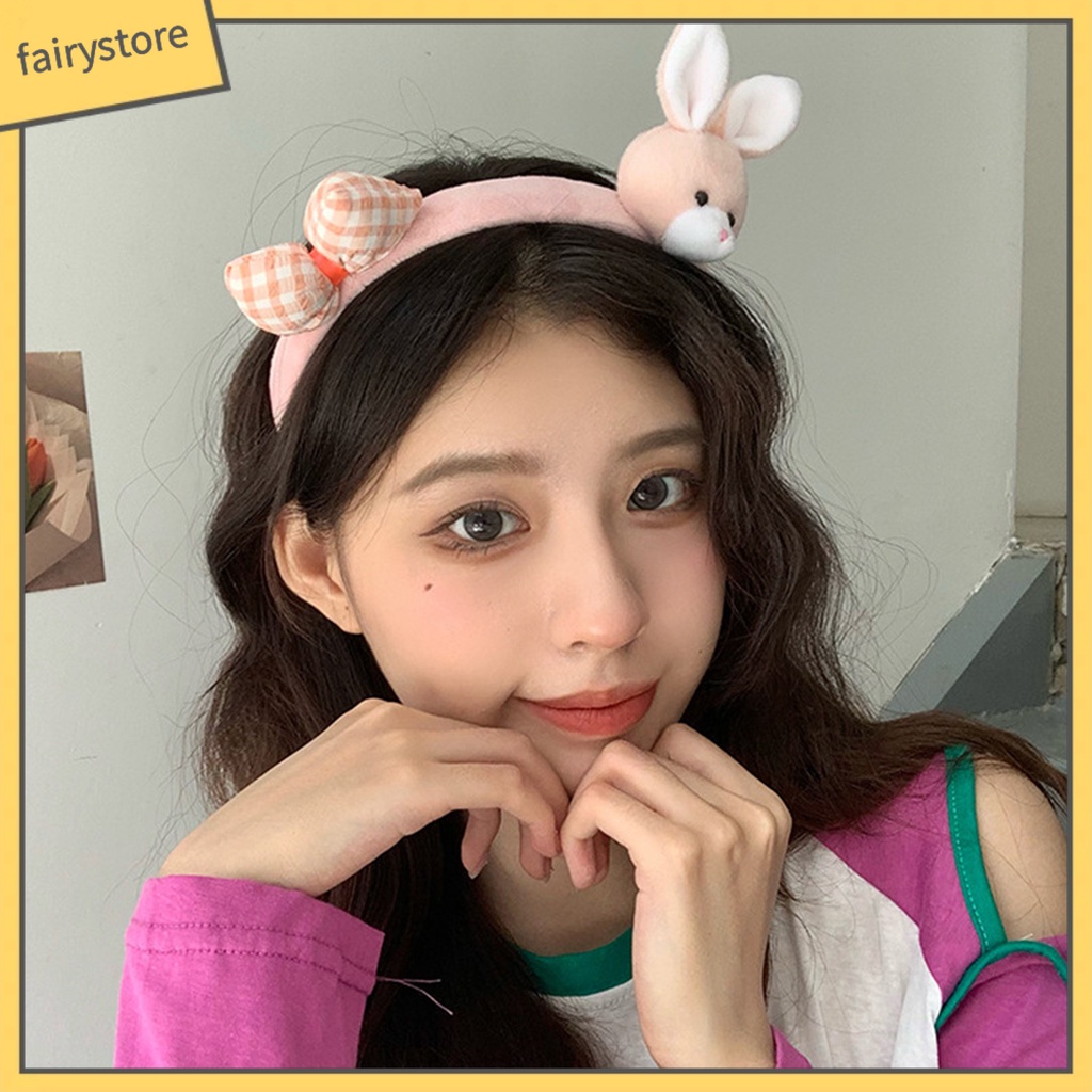 Băng Đô Cài Tóc Hình Thỏ Hoạt Hình Màu Sắc Tươi Sáng Vui Nhộn Chống Trượt Cho Nữ
