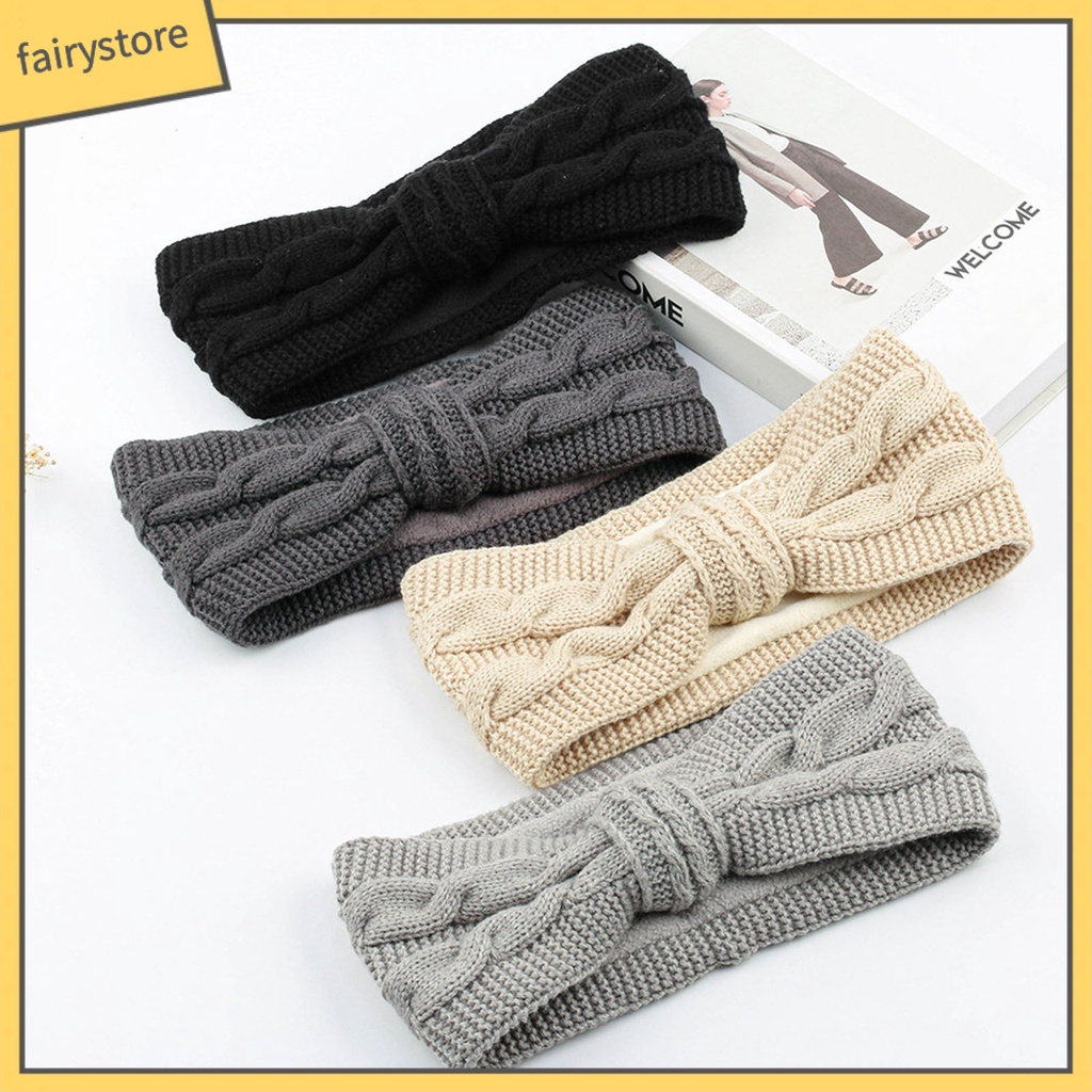 Băng Đô Dệt Kim Co Giãn Màu Trơn Thắt Nơ Thời Trang Thu Đông Dành Cho Nữ Rửa Mặt