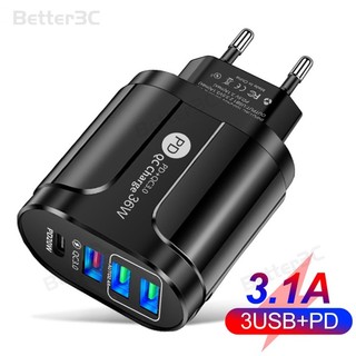 Củ sạc nhanh 36w 3usb + pd 4 cổng qc3.0 + pd cho điện thoại android