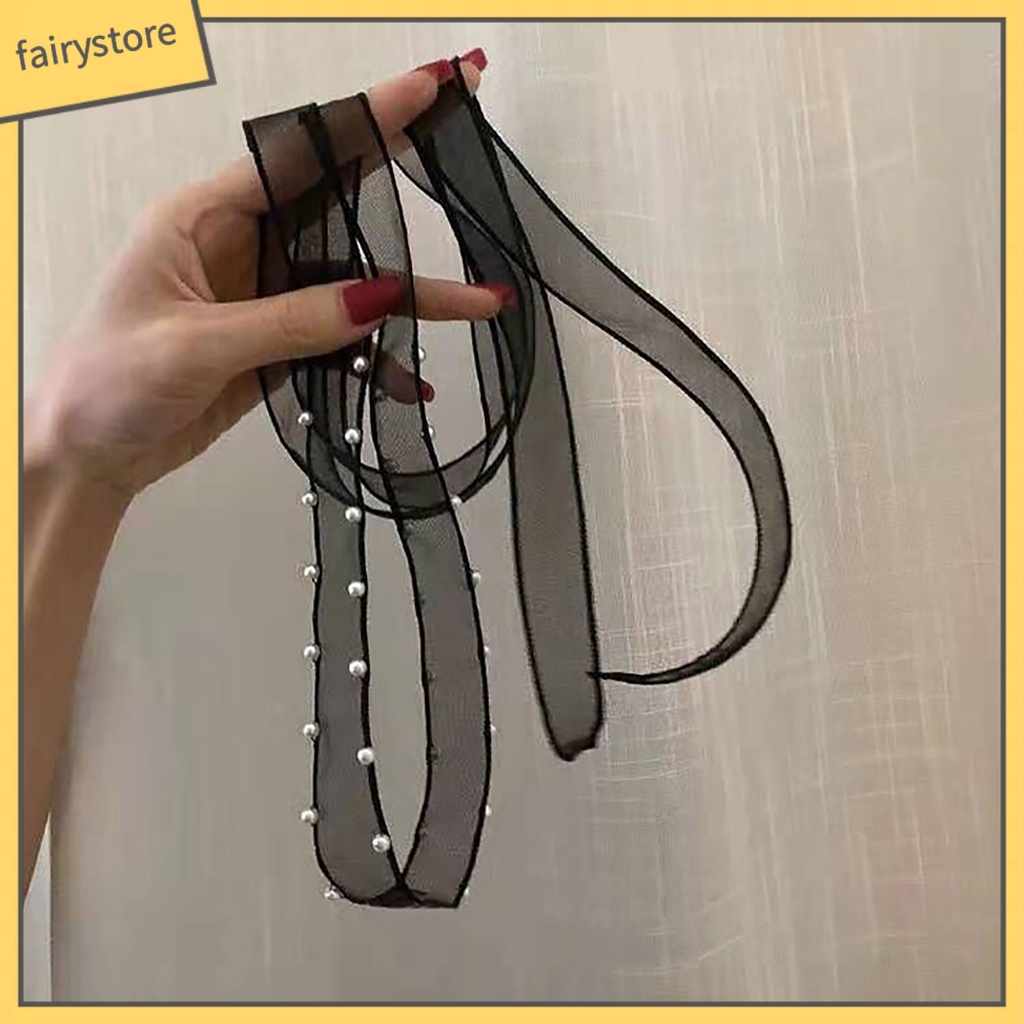 Băng Đô Cài Tóc Phối Lưới Phong Cách Pháp Thời Trang Xinh Xắn Cho Nữ