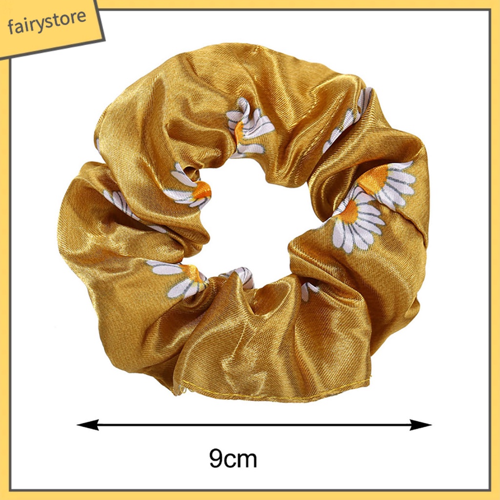 Dây Buộc Tóc Vải Satin Co Giãn In Họa Tiết Hoa Ngọt Ngào